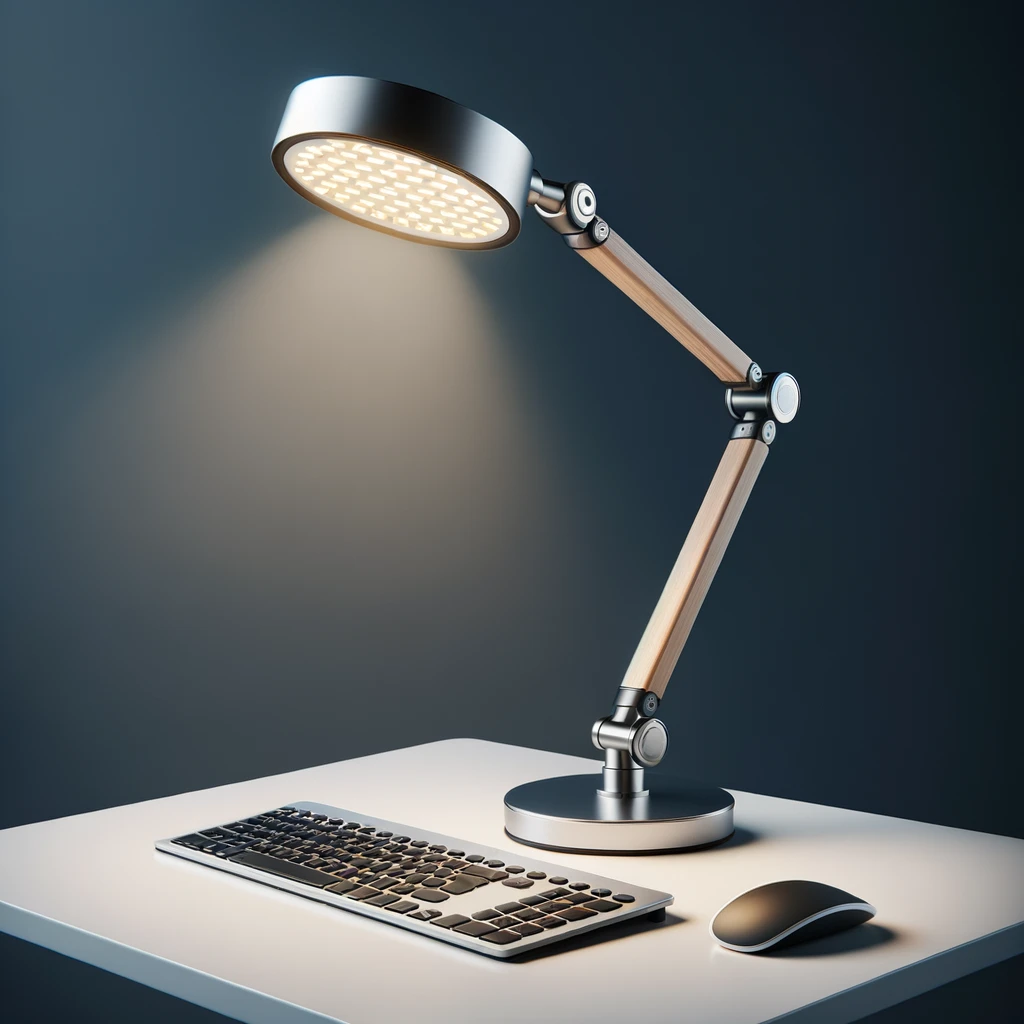En skrivebordslampe med fleksibel arm og LED-teknologi