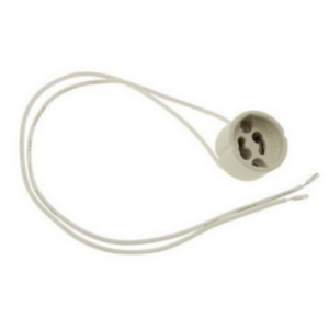 GU10 Fatning i hvid keramik m. 20cm. ledning