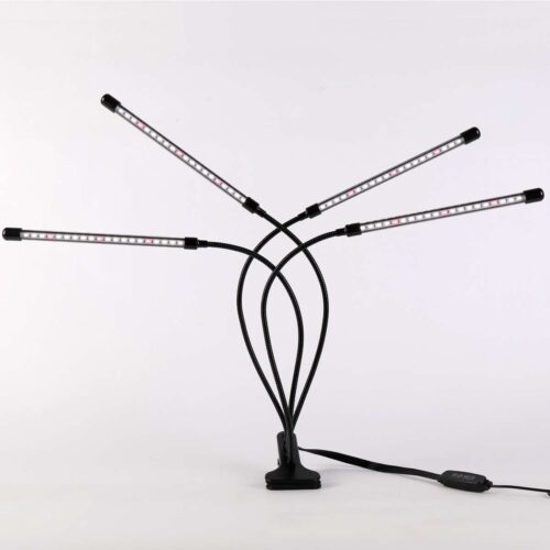 LED grolys lampe med 4 arme og clip 20Watt fulspektrum hvid lys