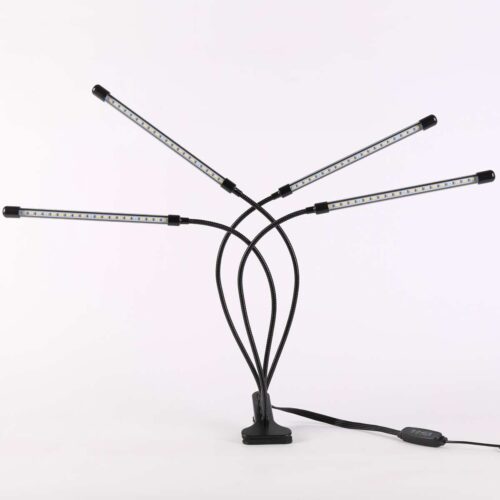 LED grolys lampe med 4 arme og clip 20Watt fulspektrum hvid lys