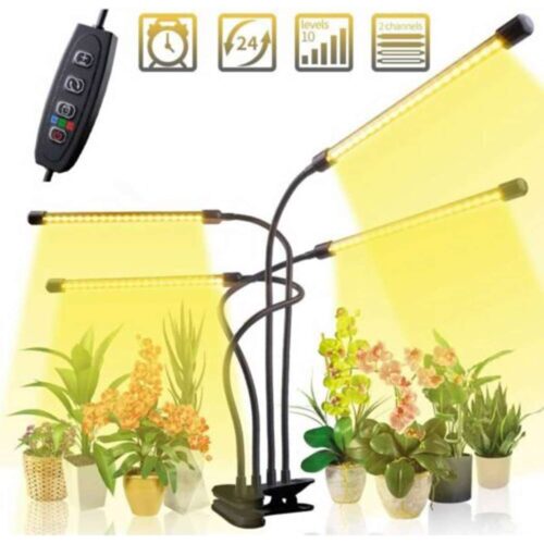 LED grolys lampe med 4 arme og clip 20Watt fulspektrum hvid lys