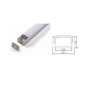 Alu profil skinne mat cover 1,8M B:17,1 H:8mm