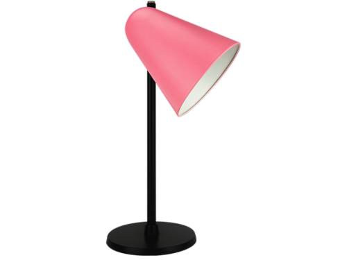 Capelo Sort bordlampe af genbrugsmetal med rosa lampeskærm