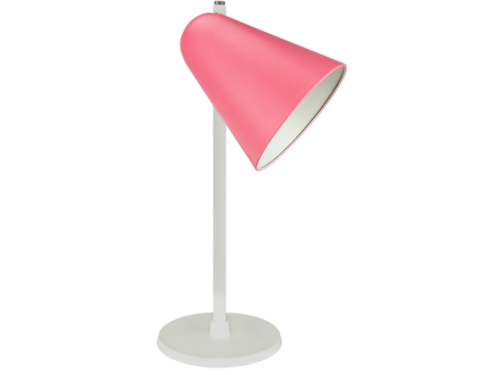 Capelo hvid bordlampe af genbrugsmetal m. rosa skærm