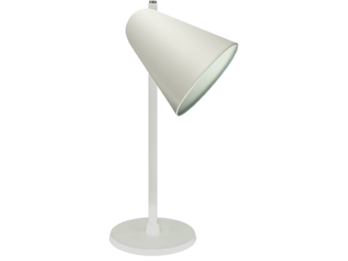Capelo hvid bordlampe af genbrugsmetal med hvid lampeskærm