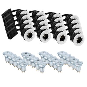 Indbygningsspot Mat Hvid med GU10 LED pære 20stk