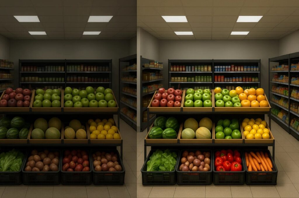 Butiksbelysning med høj CRI viser tøjfarver mere præcist