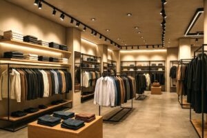 Butiksbelysning i moderna detaljhandelsbutiker med LED-lampor och spotlights