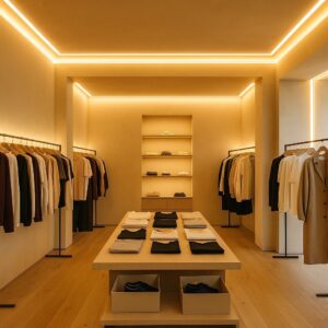 Omgivende butiksbelysning led med lysstrimler i butik