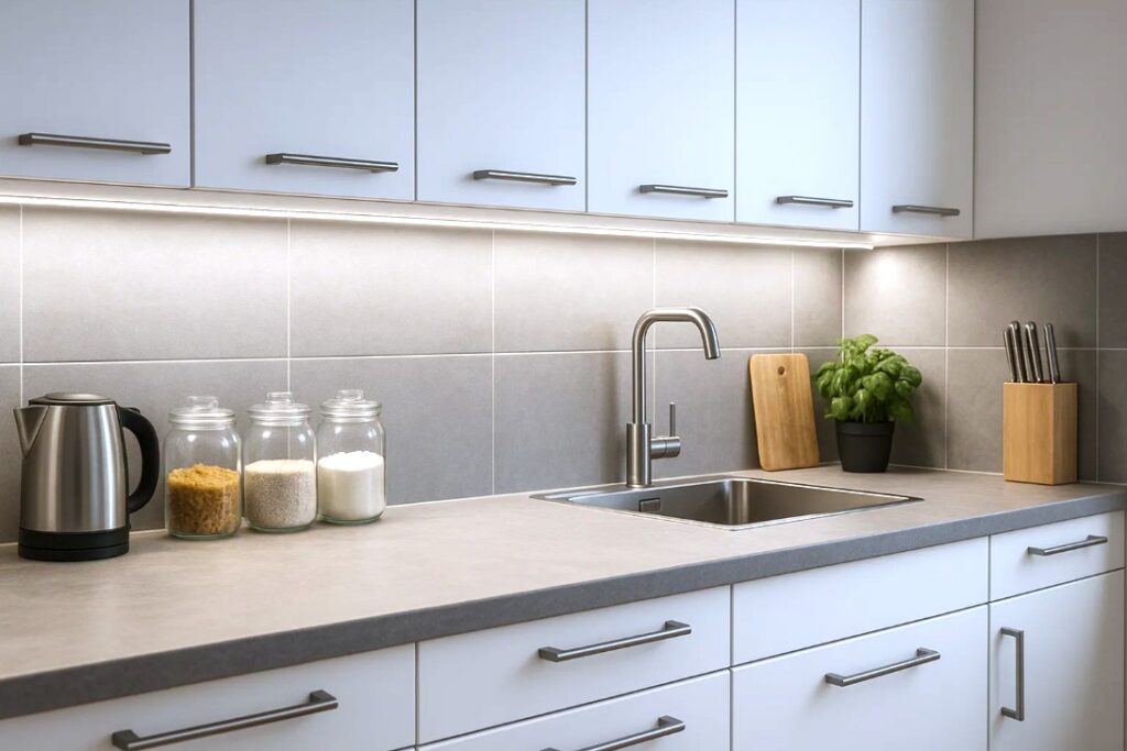 Selvklæbende LED strips under køkkenskabe til indendørs belysning