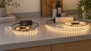 12 V och 24 V LED-remsor på bordet