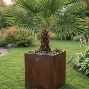 Plantekumme i 3 mm rustent stål, 40 × 40 × 60 cm