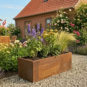 Plantekumme i 5 mm rust stålplade 80 x 40 x 35 cm