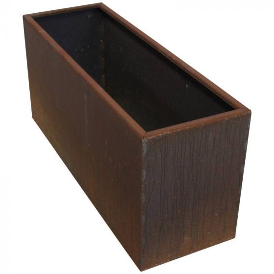 Plantekasse i corten stål 120 x 40 x 55 (Skjulte hjul) - Billede 2