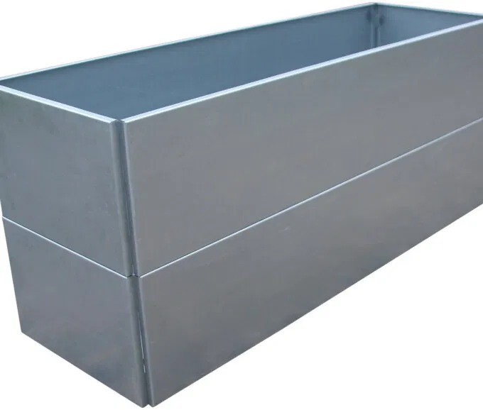 Plantekumme i varmgalvaniseret stål, 120x40x50cm (skjulte hjul) - Billede 2