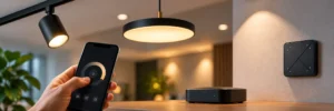 Smart belysning som styrs via mobilen i moderna hem