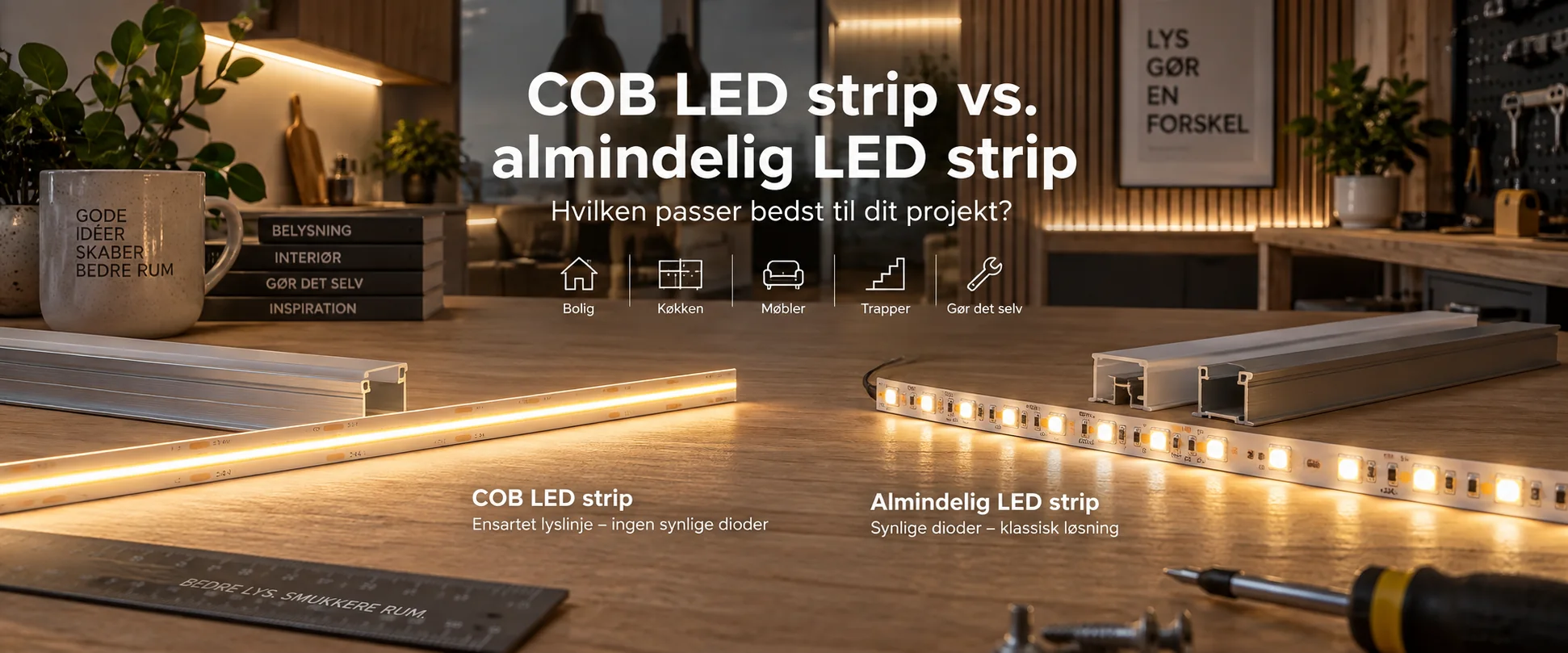 Jämförelse mellan COB och vanliga LED-remsor i köket