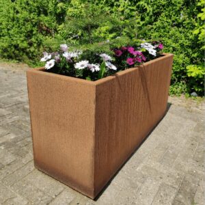 Plantekasse i corten stål 120 x 40 x 55 (uden hjul)