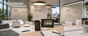 DALI, Casambi och 1–10 V-belysningsstyrning inom inredning