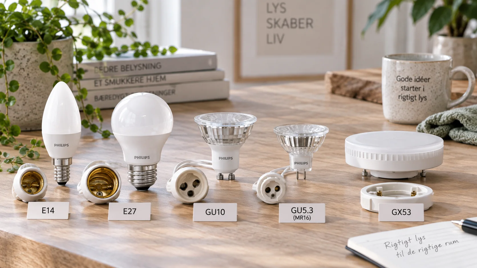 LED-lampor av typen E14, E27, GU10, GU5.3 och GX53