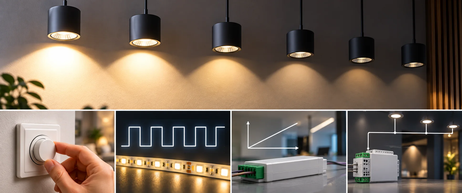 Fase, PWM, 1-10V og DALI til LED dæmpning
