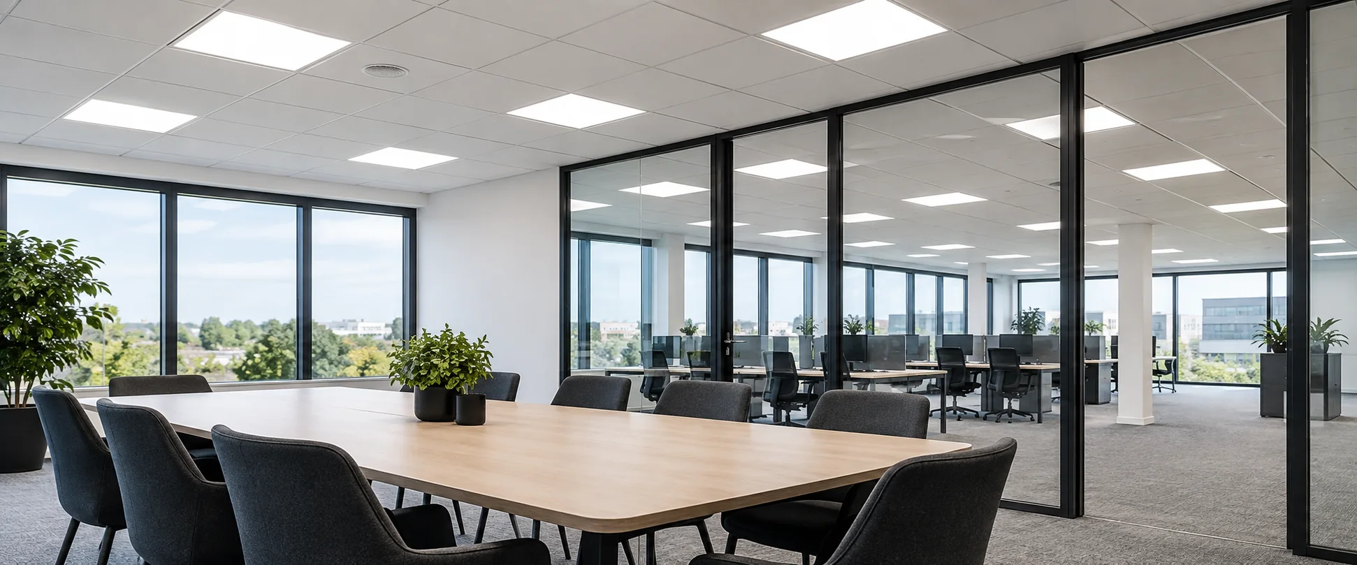 LED paneler 60x60 i mødelokale