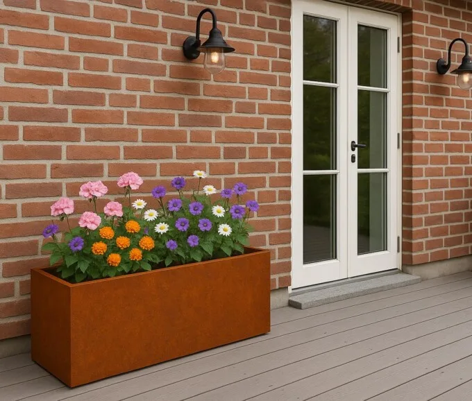 Plantekasse i corten stål – 120 x 40 x H40 cm