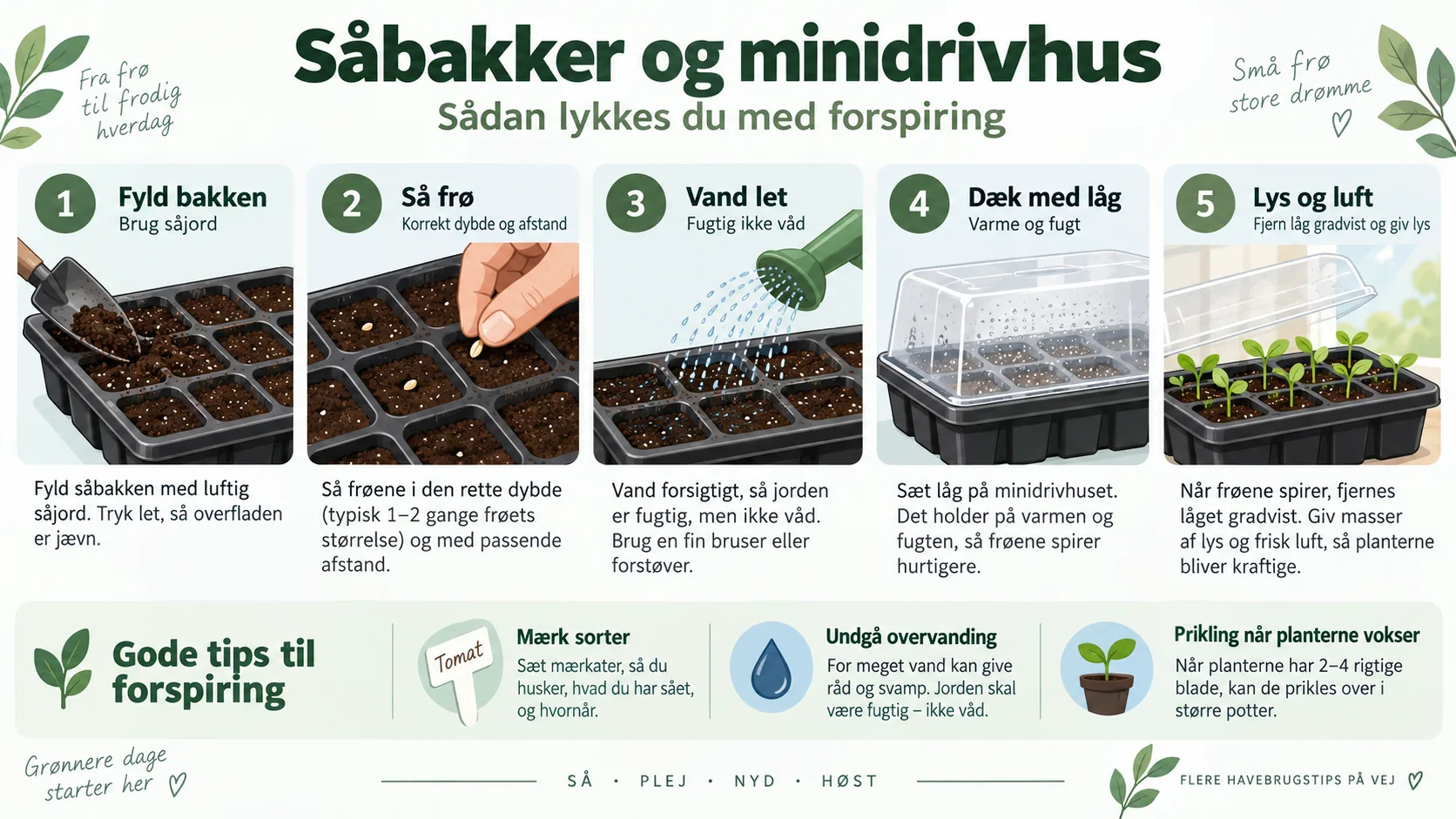 Illustration af forspiring i såbakker trin for trin