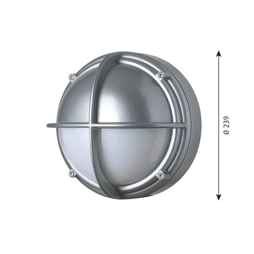 Louis Poulsen Skot LED halvafskærmet opal i aluminium, model 5743150267, produktillustration med Ø239 mm