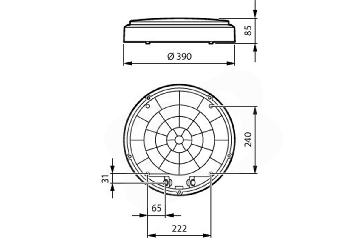 Philips CoreLine WL140V LED20S/830 WIA, vit, 2100 lumen, 3000 K, mått: Ø390 mm och djup 85 mm