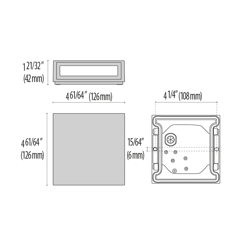 Originalritning för MIMIK 10 FLAT M, 304823, 126 × 126 × 42 mm, fasad i antracit