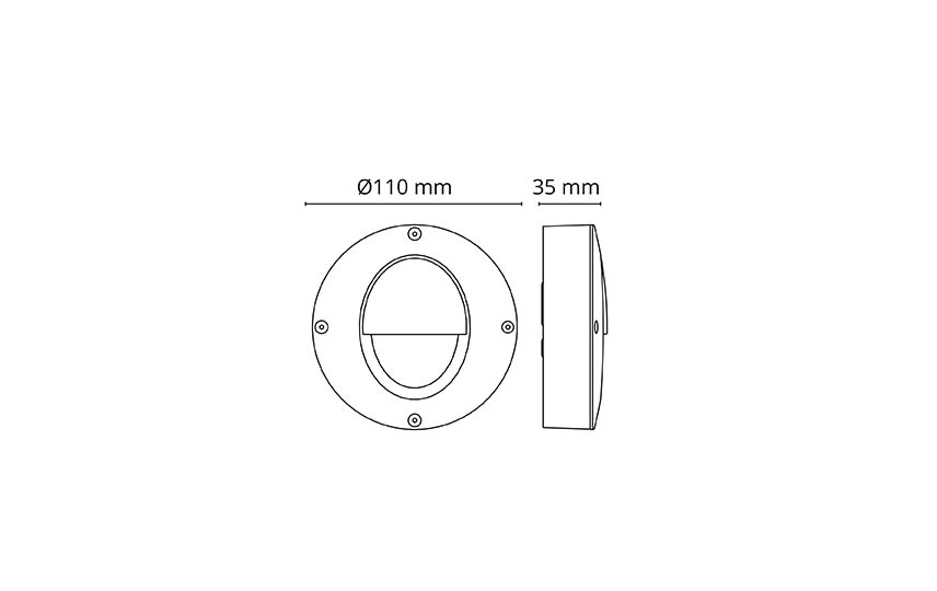 Original måltegning fra SG Armaturen for Callisto Wall, Ø110 mm og dybde 35 mm, varenr. 914015