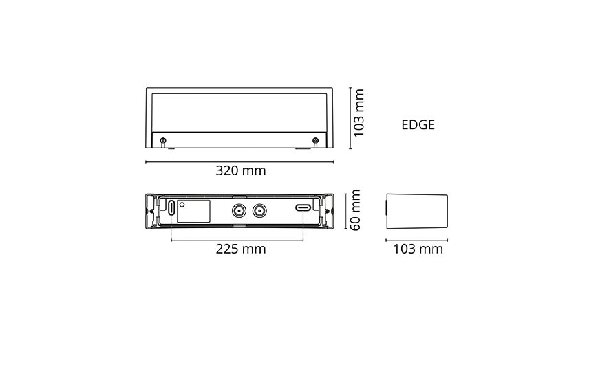 SG Edge och Edge Direct, originalmått 320 × 60 × 103 mm